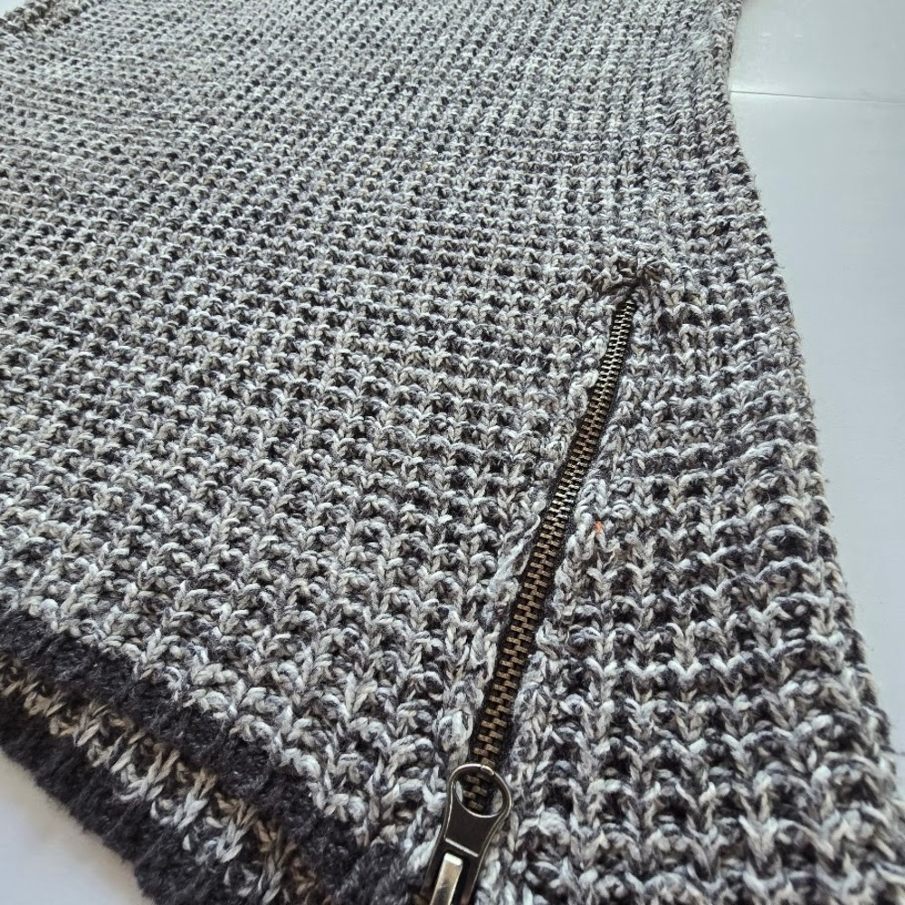 Ruby Moon Gray Marl Tunic Sweater Zip Detail Sharkbite Edge Women S Casual Boho - Picture 8 of 16